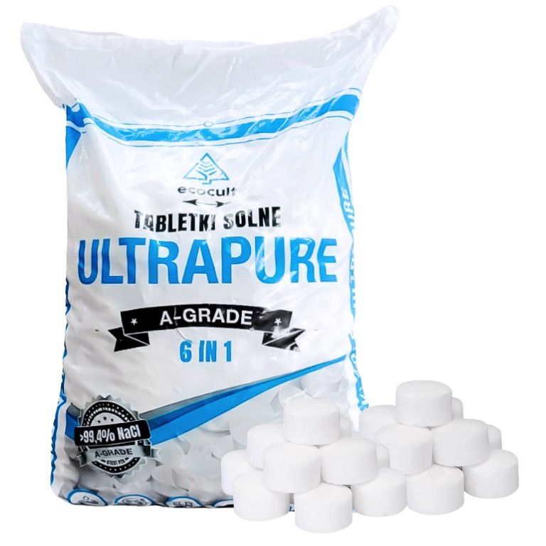 Tabletki Solne Sól Pastylki Ecocult ULTRAPURE 6w1 25 kg do zmiękczaczy wody